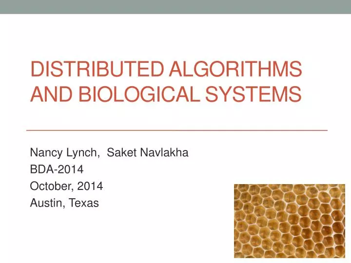 distributed algorithms and biological systems