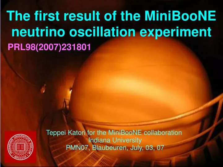 the first result of the miniboone neutrino oscillation experiment