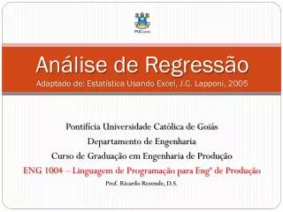 an lise de regress o adaptado de estat stica usando excel j c lapponi 2005