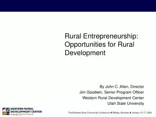 Rural Entrepreneurship: Opportunities for Rural Development
