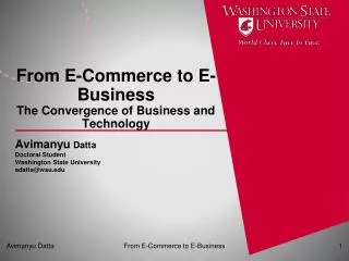 From E-Commerce to E-Business The Convergence of Business and Technology