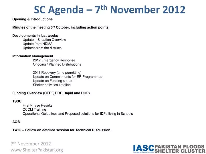 sc agenda 7 th november 2012