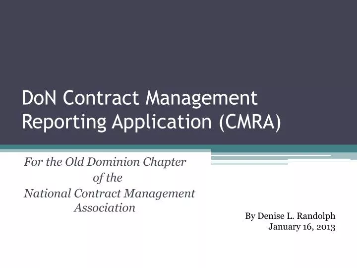 don contract management reporting application cmra