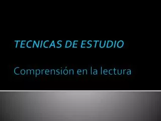 tecnicas de estudio comprensi n en la lectura