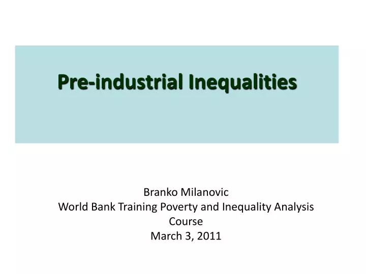 pre industrial inequalities