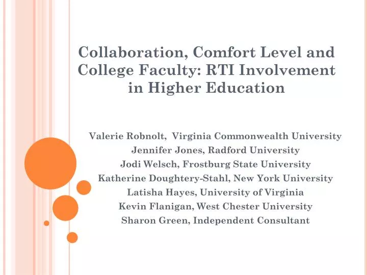 collaboration comfort level and college faculty rti involvement in higher education