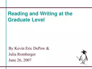 reading and writing at the graduate level