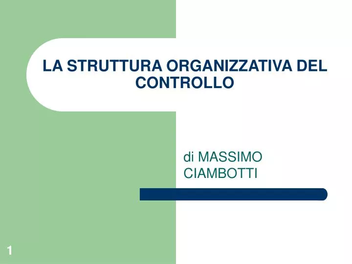 la struttura organizzativa del controllo