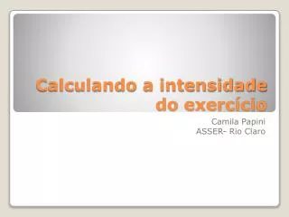 calculando a intensidade do exerc cio
