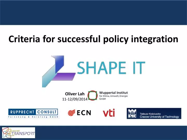criteria for successful policy integration