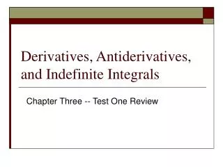 Derivatives, Antiderivatives, and Indefinite Integrals