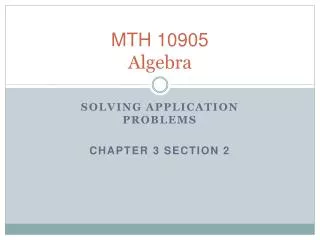 MTH 10905 Algebra