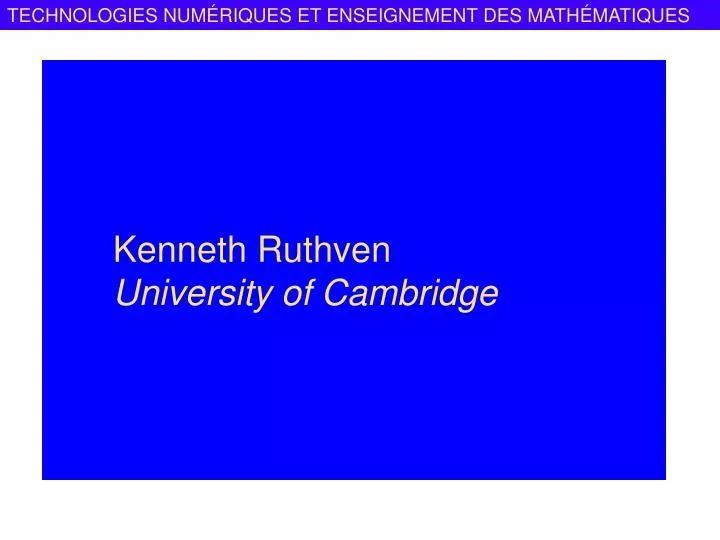 kenneth ruthven university of cambridge