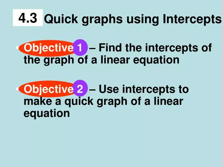 quick graphs using intercepts