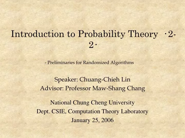 introduction to probability theory 2 2