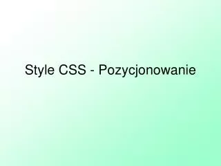 style css pozycjonowanie