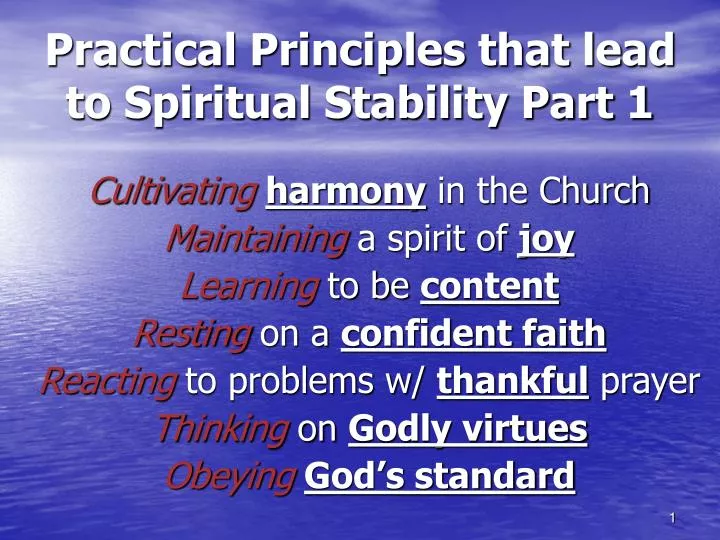 practical principles that lead to spiritual stability part 1
