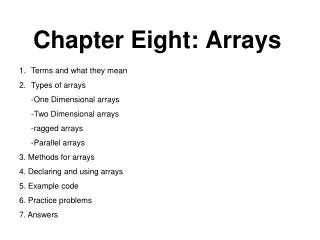 Chapter Eight: Arrays