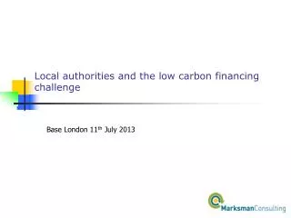 Local authorities and the low carbon financing challenge