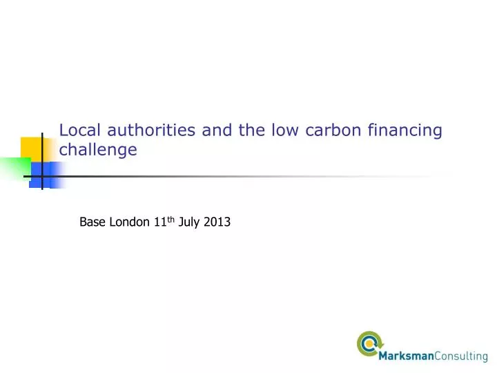 local authorities and the low carbon financing challenge