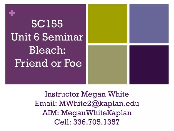 sc155 unit 6 seminar bleach friend or foe