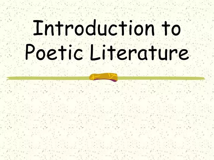 introduction to poetic literature