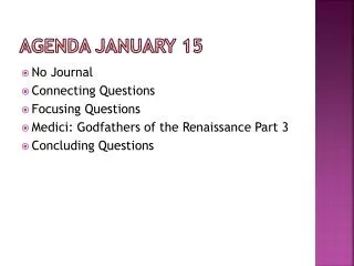 Agenda January 15