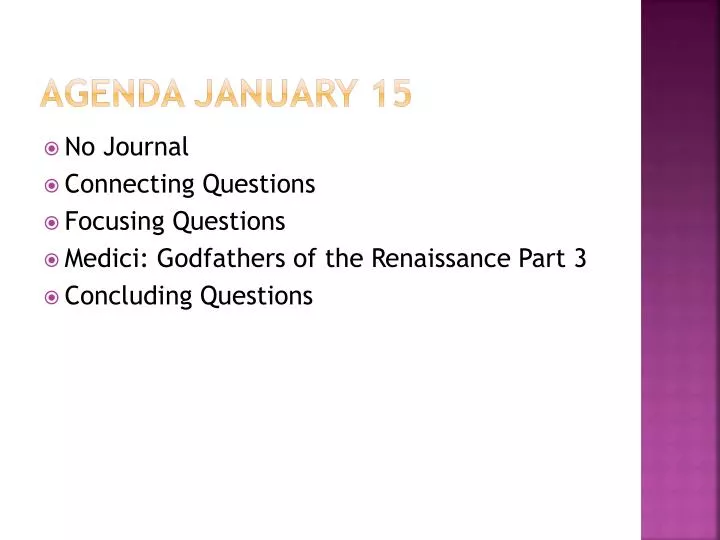 agenda january 15