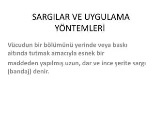 sargilar ve uygulama y ntemler