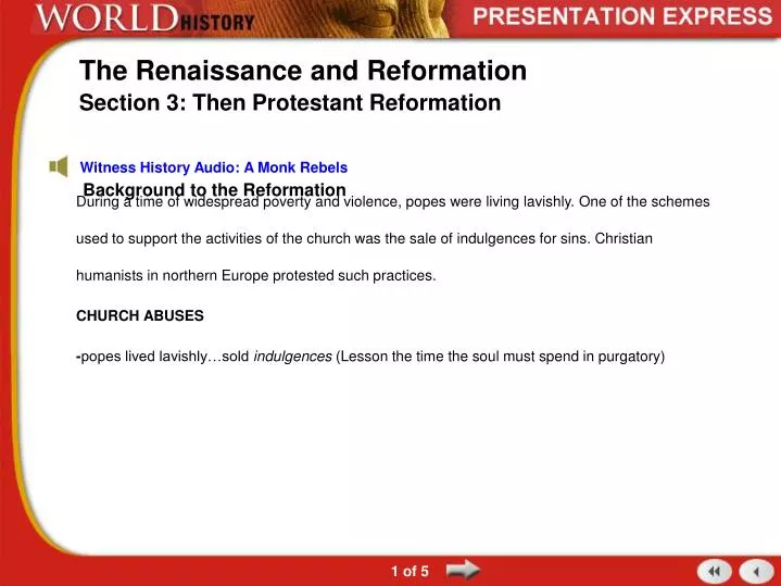 the renaissance and reformation