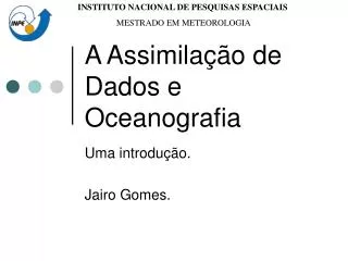 a assimila o de dados e oceanografia