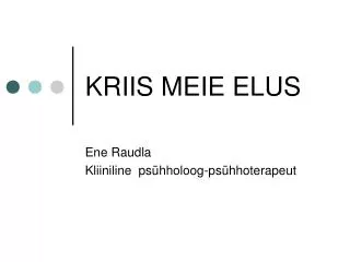 kriis meie elus