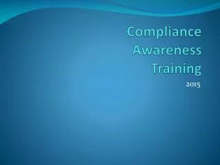 Compliance Awareness Training