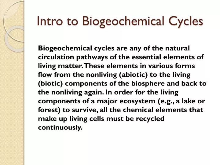 intro to biogeochemical cycles