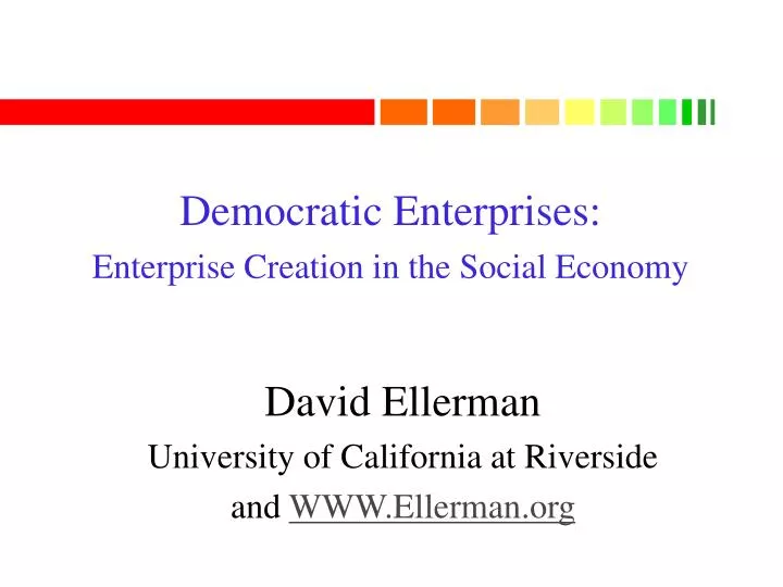 democratic enterprises enterprise creation in the social economy