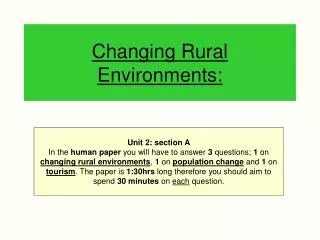 Changing Rural Environments:
