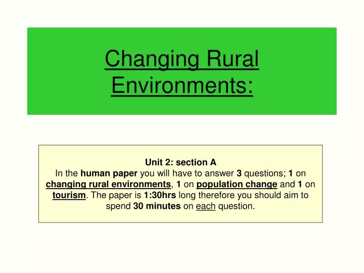 changing rural environments