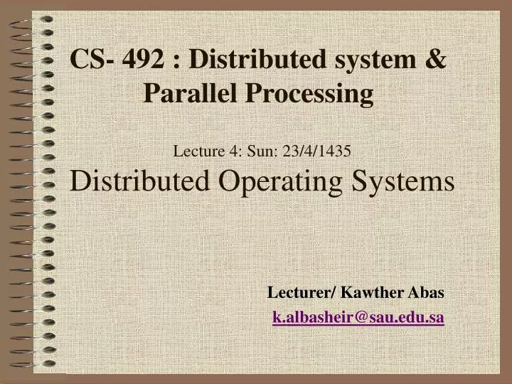 lecture 4 sun 23 4 1435 distributed operating systems