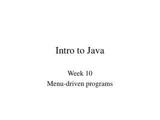 Intro to Java