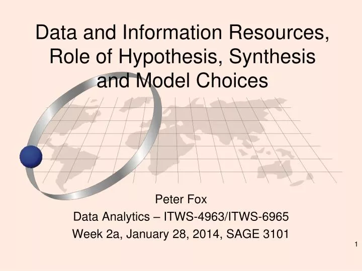 data and information resources role of hypothesis synthesis and model choices