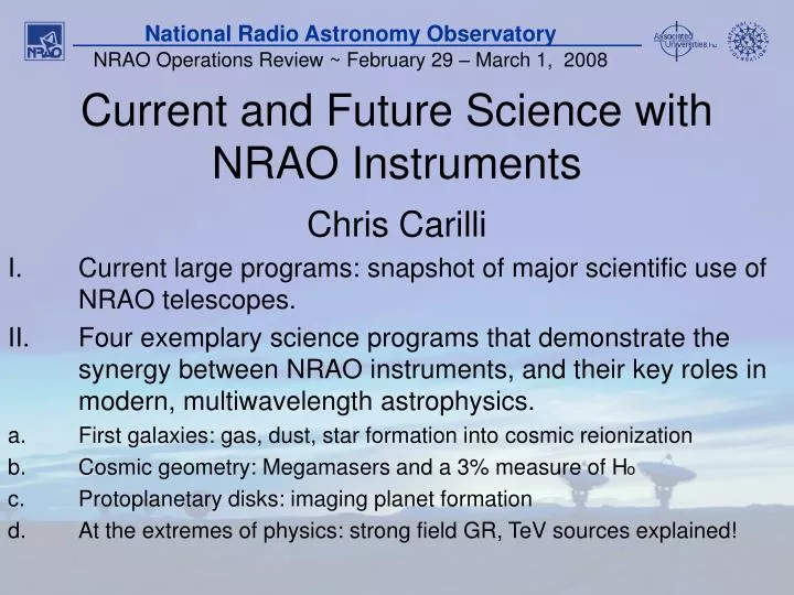 current and future science with nrao instruments