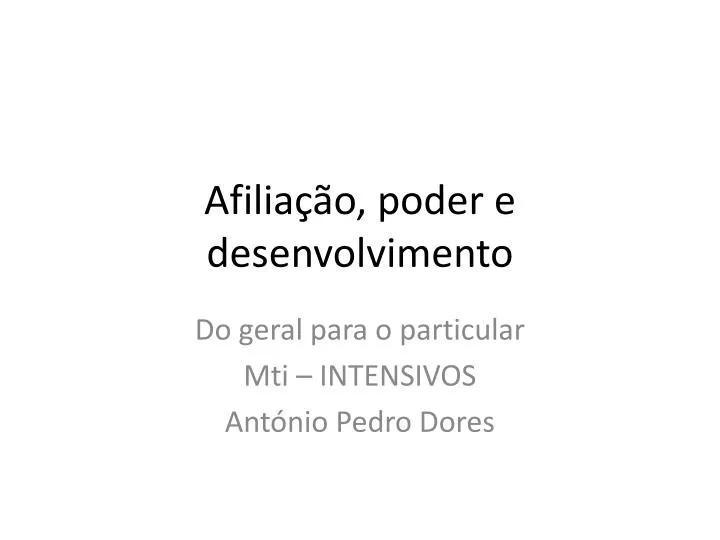 afilia o poder e desenvolvimento