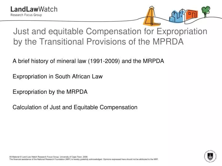 just and equitable compensation for expropriation by the transitional provisions of the mprda