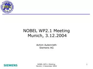NOBEL WP2.1 Meeting Munich, 3.12.2004