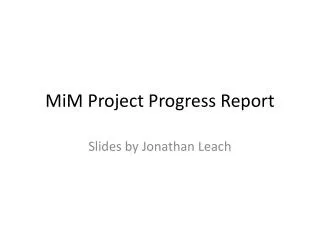 MiM Project Progress Report