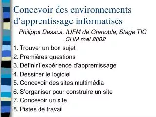 concevoir des environnements d apprentissage informatis s