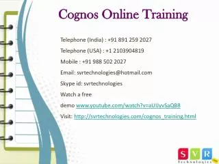 Cognos Online Training Hyderabad