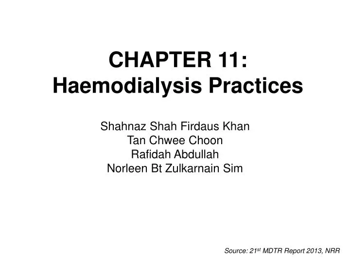 chapter 11 haemodialysis practices