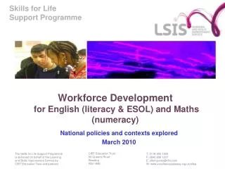 Workforce Development for English (literacy &amp; ESOL) and Maths (numeracy)