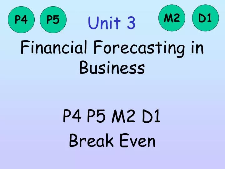 unit 3 financial forecasting in business p4 p5 m2 d1 break even